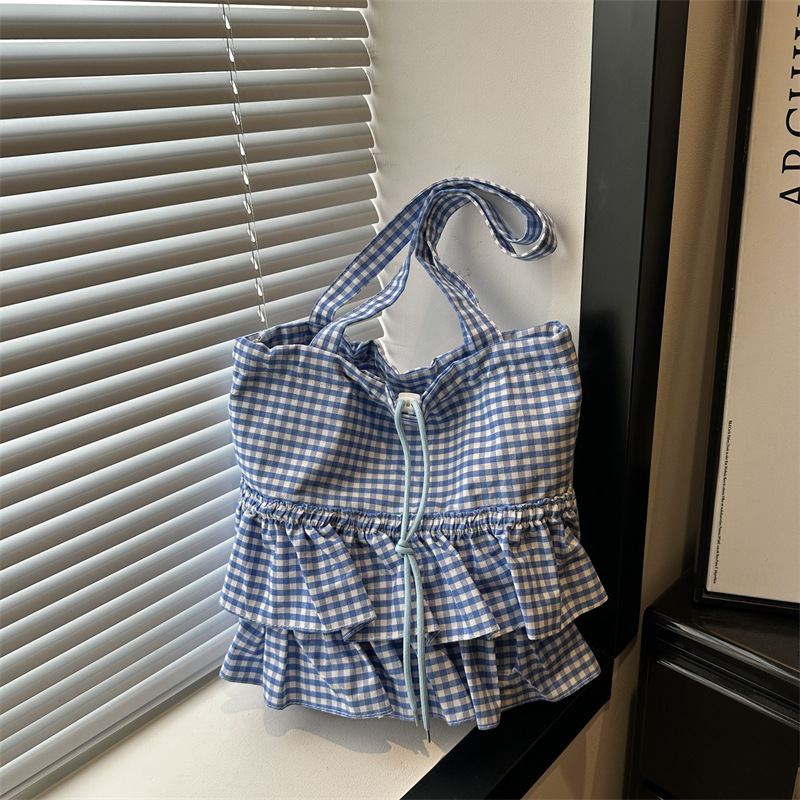 2026 New Trendy Plaid Color-Block Lace Trim Single-Shoulder Underarm Bag Large Capacity Tote Handbag 2026 New Trendy Plaid Color-Block Lace Trim Single-Shoulder Underarm Bag Large Capacity Tote Handbag