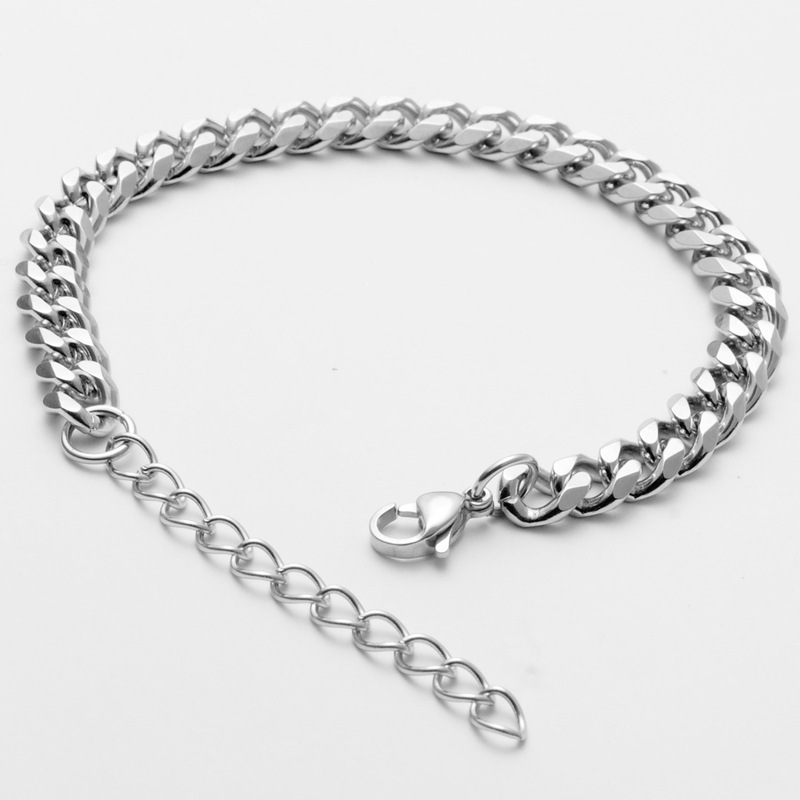 Titanium steel men's bracelet grinding six-sided polished bracelet fashion couple all-match Cuban chain bracelet adjustable jewelry Titanium steel men's bracelet grinding six-sided polished bracelet fashion couple all-match Cuban chain bracelet adjustable jewelry