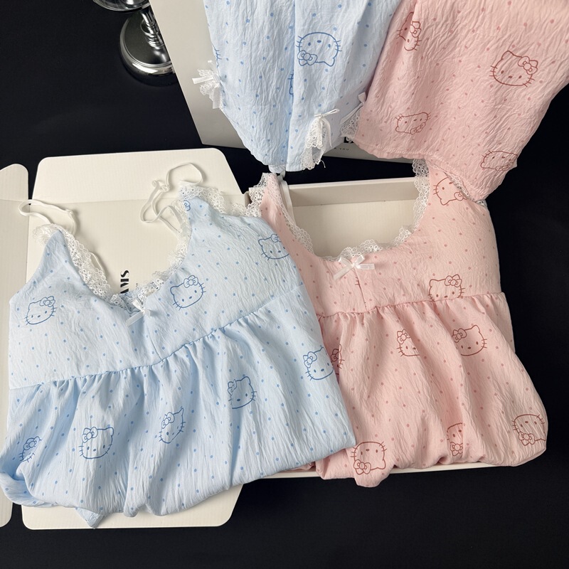 【Da Jiejie Cross-Border Selection】Women's Cloud Cotton Pajamas with Chest Pads, Wearable Cartoon Strap Shorts Homewear 【Da Jiejie Cross-Border Selection】Women's Cloud Cotton Pajamas with Chest Pads, Wearable Cartoon Strap Shorts Homewear