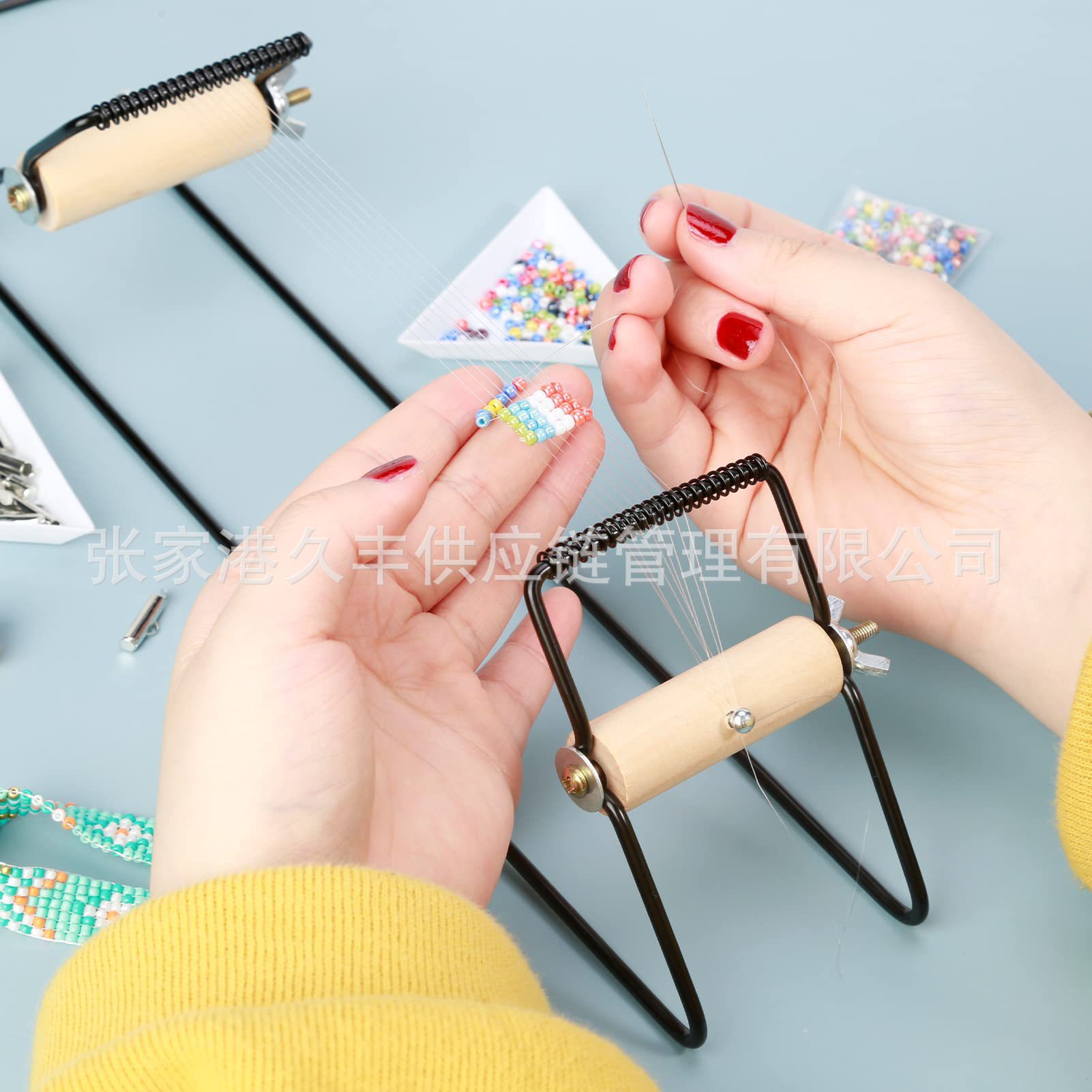 Nueva mano de cuentas máquina de tejer DIY pulsera tejida hilo Máquina Metal Acero inoxidable simple marco grano máquina de tejer