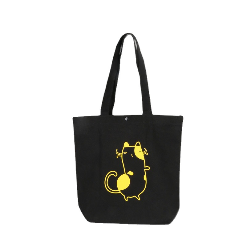 厂家做黑色RPET帆布袋 再生棉帆布手提袋 棉布彩印印刷图案购物袋