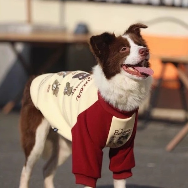 Big Dog Clothes Autumn and Winter Fleece Thickened Golden Retriever Red Clothes Border Collie Labrador German Shepherd Festive Medium Large