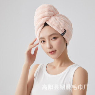 Dry Hair Cap Coral Velvet Thickened and Lengthened Bubble Velvet Wide Tail Antibacterial Water Absorbent Soft Turban Manufacturer Wholesale