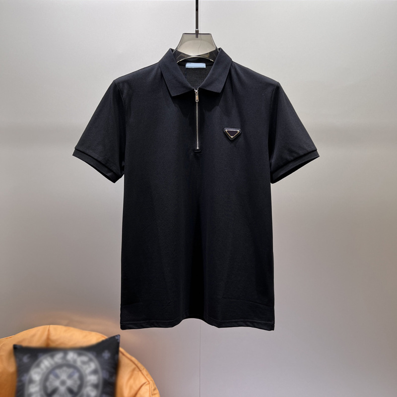 2026 New Black Men's Short-Sleeve Polo Shirt Summer Stylish Pique Cotton Casual Triangle Logo Top Turn-Down Collar T-Shirt 2026 New Black Men's Short-Sleeve Polo Shirt Summer Stylish Pique Cotton Casual Triangle Logo Top Turn-Down Collar T-Shirt