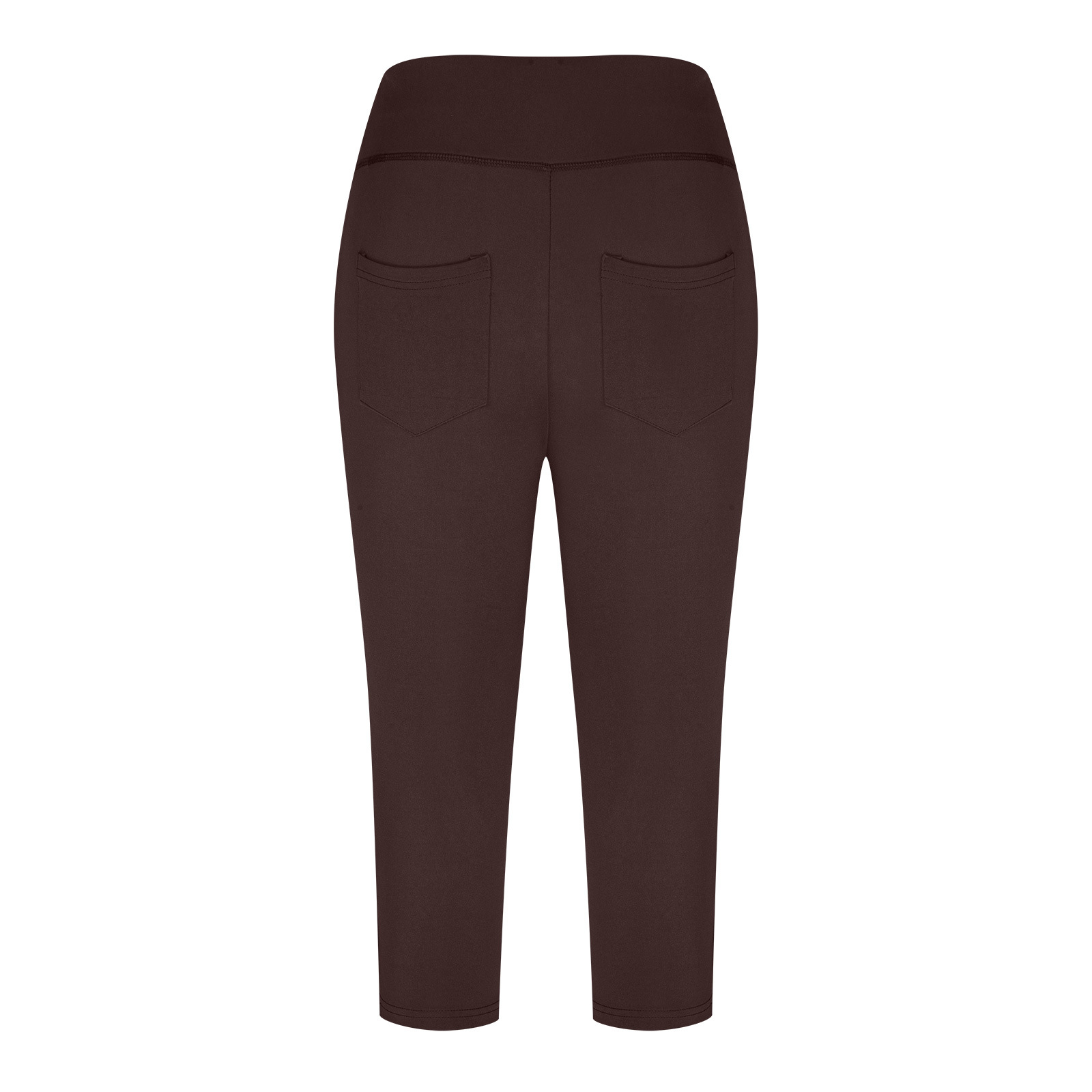 Neue Yoga-Hose für Damen, einfarbig, Vordertasche, hohe Taille, aufgesetzte Tasche hinten, Hip-Lift, Sport-Caprihose_voghion.com