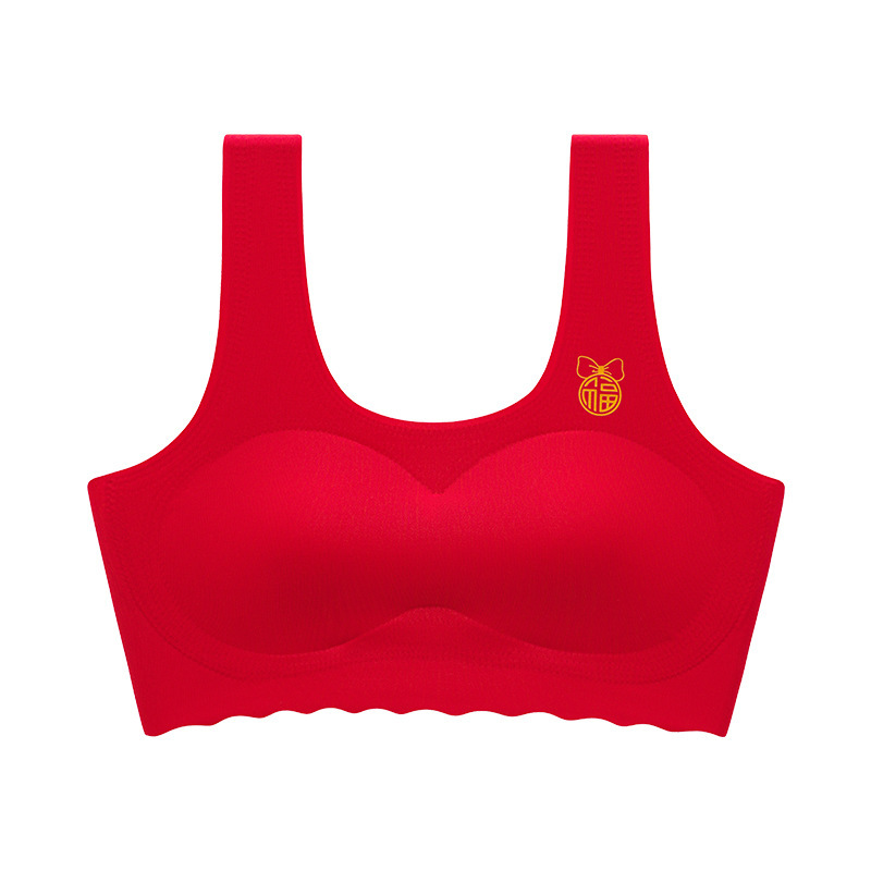Conjunto de ropa interior para niños en desarrollo, estudiantes de secundaria, niñas de secundaria, chaleco de algodón de fondo rojo para niñas.