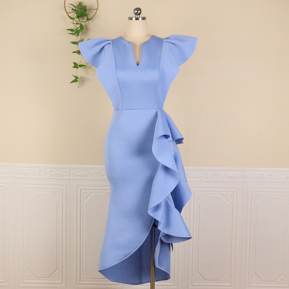 Plus Size Women's Dress With Ruffled Irregular Hem For Parties_voghion.com