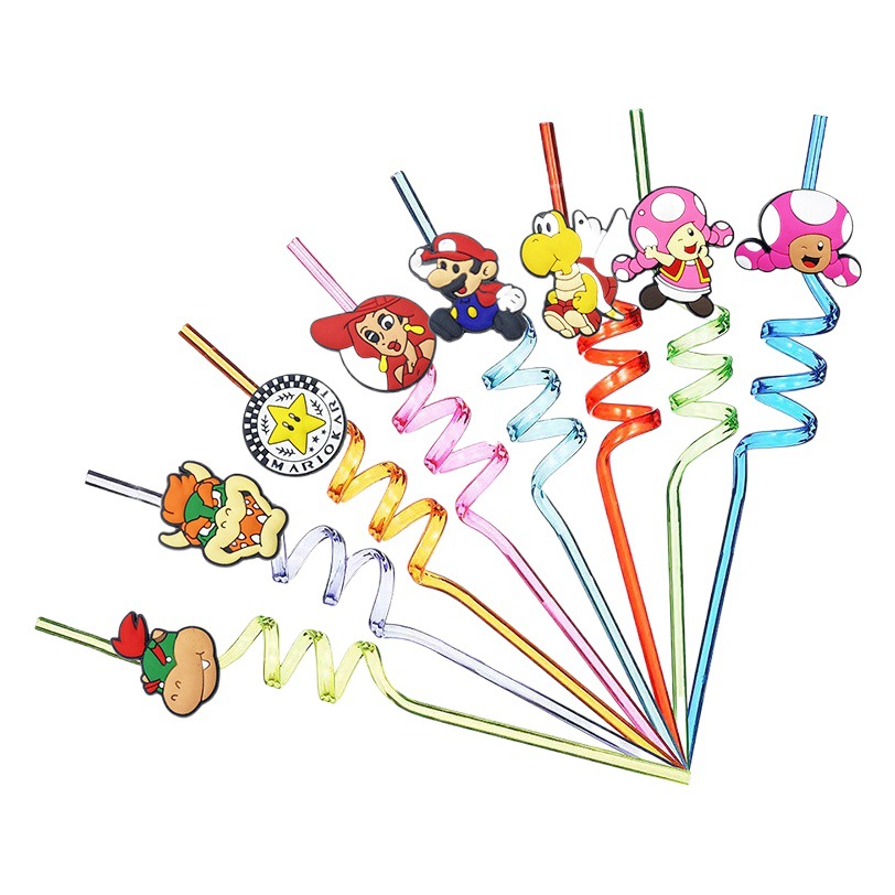 [Mario 42] creativo paja pegatinas bar personalizado paja pegatinas fiesta decoración espiral paja Amazon