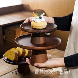 跨境木质蛋糕盘婚宴甜品点心架生日派对水果零食糖果盘高脚蛋糕架