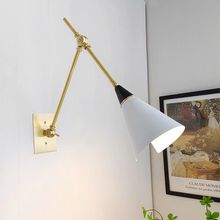 跨境壁灯美式复古黄铜长臂折叠壁灯设计师民宿客厅餐厅书房背景墙
