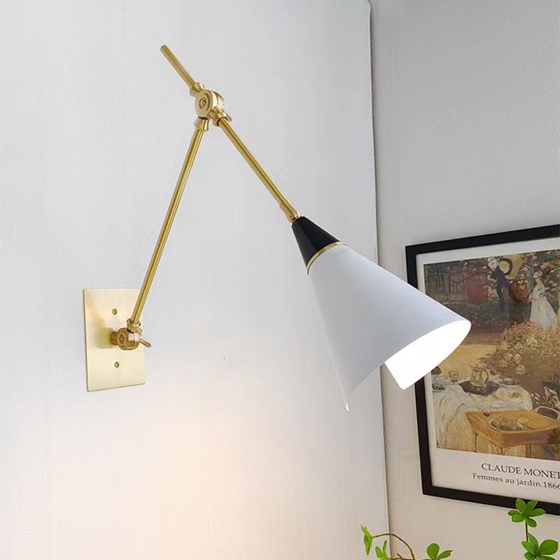 跨境壁灯美式复古黄铜长臂折叠壁灯设计师民宿客厅餐厅书房背景墙