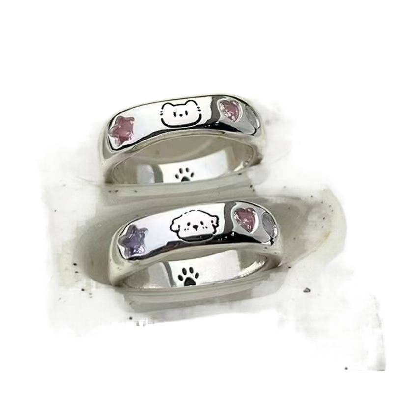 Anelli di design a nicchia per coppia di cuccioli e gattini con memo per gatti, non regolabili_voghion.com