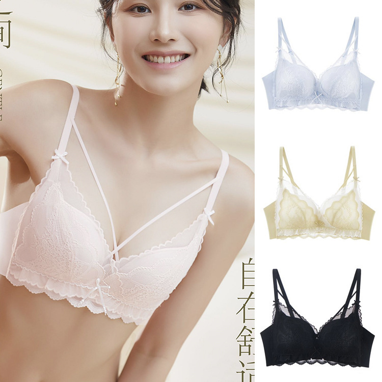 Clearance Stock, Last Pieces, Vintage Style 8070 French-Style Push-Up Triangle Cup Sexy Wireless Lace Lingerie Women's Bra
