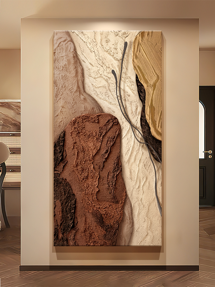 Medieval Style Entrance Hall Decorative Painting, Embossed Stereo Texture Corridor Aisle Hanging Painting, Abstract High-End Mural