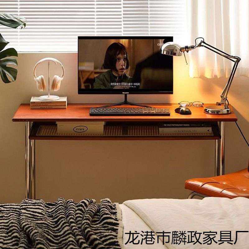 中古实木书桌复古家用办公电脑桌小户型简约梳妆台极窄书房写字台|undefined