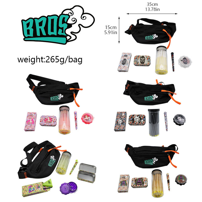 新品单肩包套装铁烟盒漏斗磨烟器保湿笔管卷烟纸6件套烟具厂批发