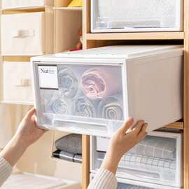 ✅抽屉式收纳盒家用衣物储物箱内衣鞋子整理箱多功能塑料透明收纳