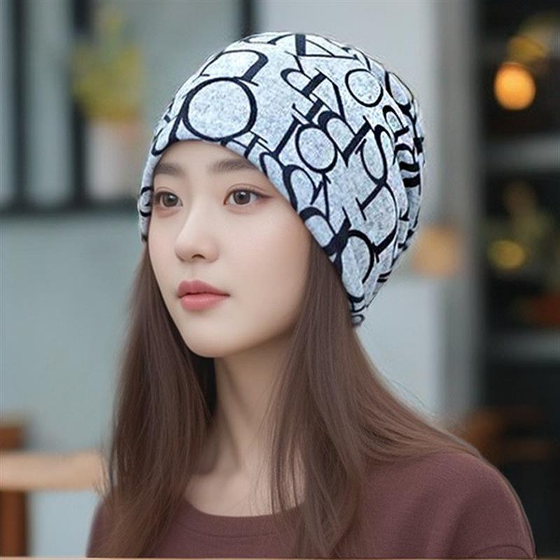 Sombrero calvo de otoño y invierno de doble capa, sombrero de luna, algodón transpirable, sombrero de dormir caliente para la madre