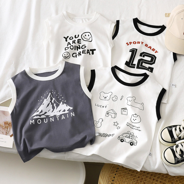 Children's cotton summer T-shirt for boys sleevless