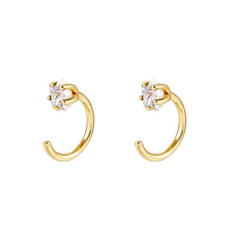 Inlaid Colorful Zircon Earrings Classic Geometric Ear Buckle Personality Wild Earrings display picture 4