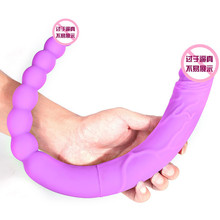 批发双头龙仿真女用同拉拉阳具液态软硅胶肛塞成人情趣女性自慰器