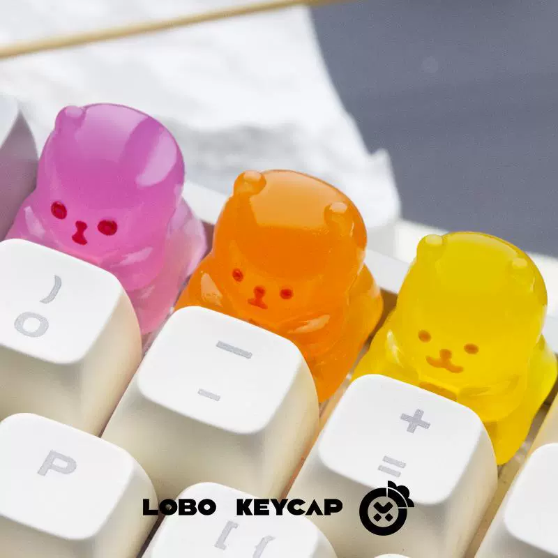 【LOBO Original】Кейкап «Медвежонок» желейный полупрозрачный, персонализированный кейкап из смолы для механической клавиатуры