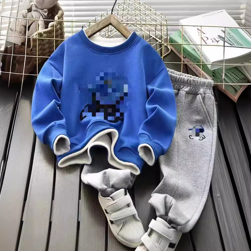 Boys and girls sweatshirt set 2024 spring and autumn new children's sportswear two-piece set handsome men's medium and large children's clothing trend