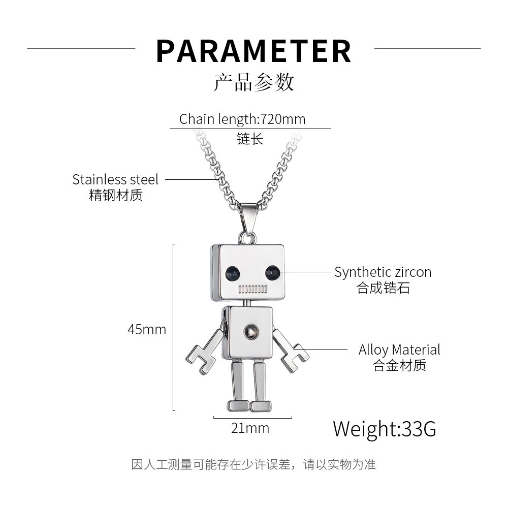 Simple Square Robot Titanium Steel Necklace display picture 1