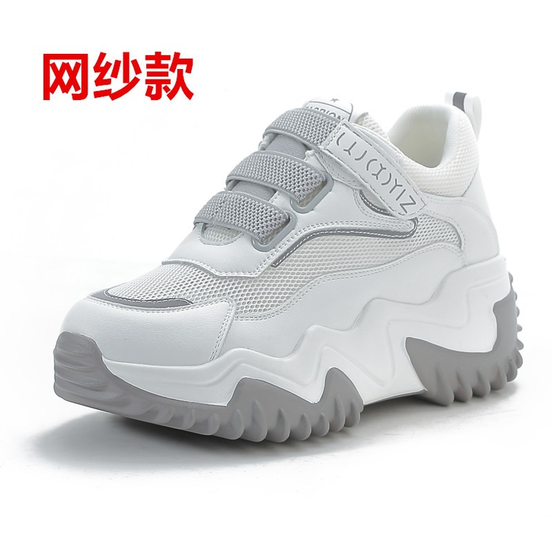 Aumentar la altura de los zapatos de mujer, zapatos casuales de soleas gruesas, otoño y invierno nuevos velcro ligero, zapatos de altura baja, zapatos de muffin transpirables.