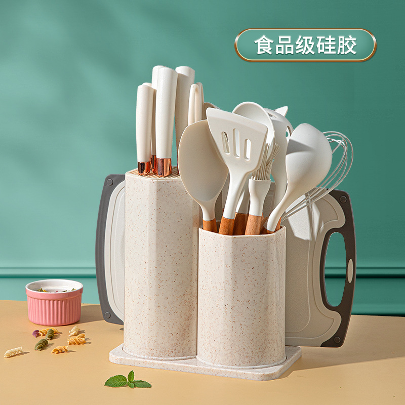 硅膠鍋鏟抗菌炒菜鏟子耐高溫不粘鍋專用勺子煎鏟廚具刀具19件套裝