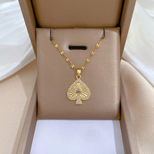 【钛钢】镭射爱心满钻轻奢气质华丽满钻项链女百搭锁骨链钛钢链条