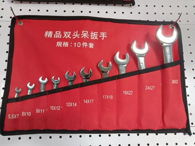 Mühərrik tənzimləmə alətləri: Cross-Border Thickened Canvas Bag - mirror-double-open-end-wrench-set-of-10-pieces-red