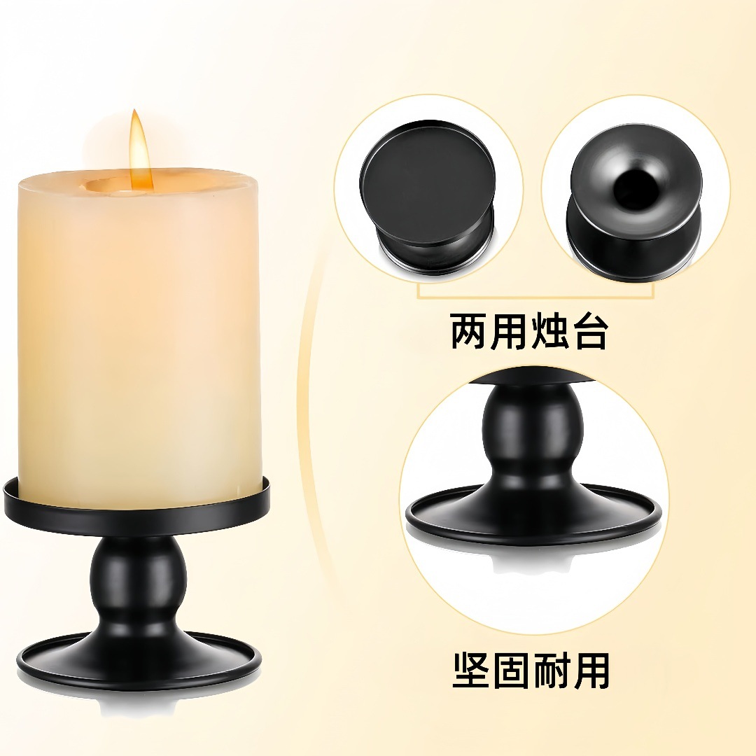 Ornamento transfronterizo nordico vela taza bandeja pequeña vela de hierro forjado negro adornos vela sala de estar modelo