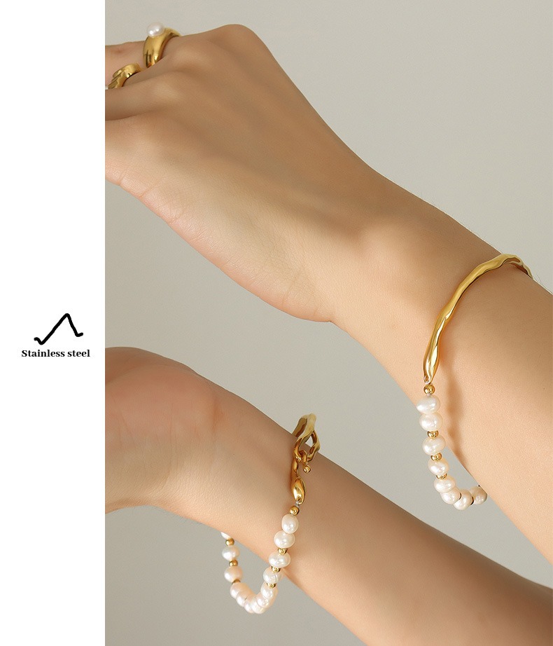 Bracciale in acciaio al titanio con perla d acqua dolce_voghion.com