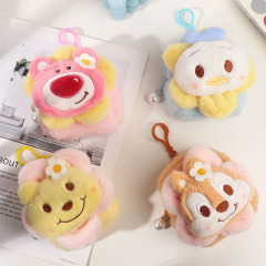 3D backpack-style plush wallet with cute flowers and animal head mouth red envelope key bag card holder mobile phone small gift