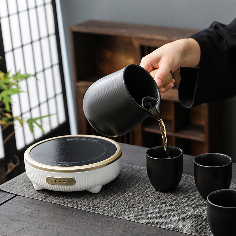 Negro marrón estufa juego de té traje té frito se puede disparar en seco mango lateral olla fuego abierto de carbón eléctrico estufa de cerámica hogar al aire libre