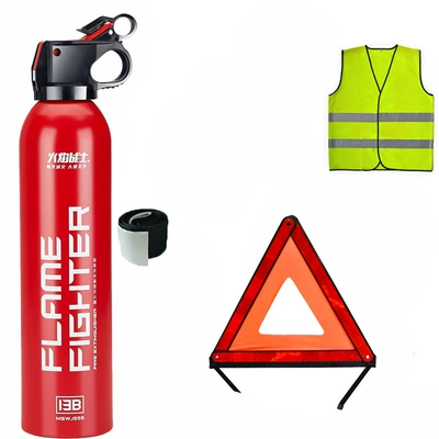 Car fire extinguisher for car, Vehicle fire extinguisher - water-based-fire-extinguisher-triangle-warning-sign-collection-of-products-to-send-reflective-clothing