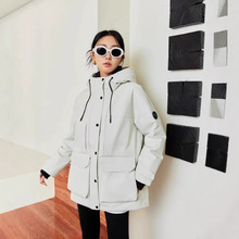 新款轻奢户外三防加厚连帽鹅绒服男女同款防寒石墨烯中长款羽绒服