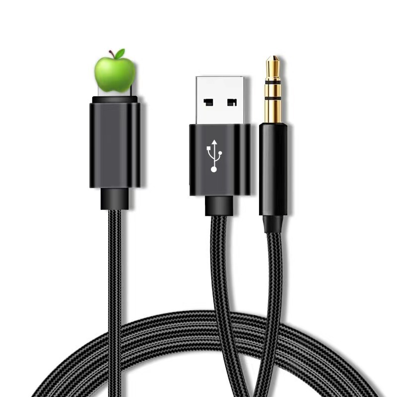 Applicable to Apple aux audio cable car usb charging lightning to 3.5 adapter two-in-one conversion cable