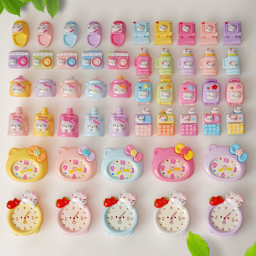 Мультяшные аксессуары из смолы своими руками, ювелирные изделия, маленькая кошачья голова, будильник, нашивка, кремовый клей, заколка для волос, чехол для мобильного телефона, брелок, подвеска