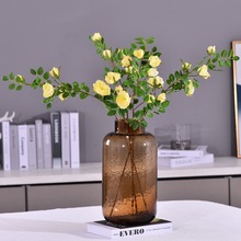 厂家直销高档玫瑰花仿真花批发新中式欧式装饰假花插花藤蔓玫瑰花