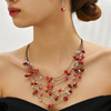 Fashionable crystal, necklace, earrings, set, Korean style, boho style