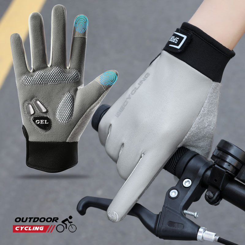 Guantes cálidos de ciclismo Motos para hombres y mujeres Moda más terciopelo Deportes al aire libre Otoño e invierno Pantalla táctil antideslizante Guantes antideslizantes de ciclismo