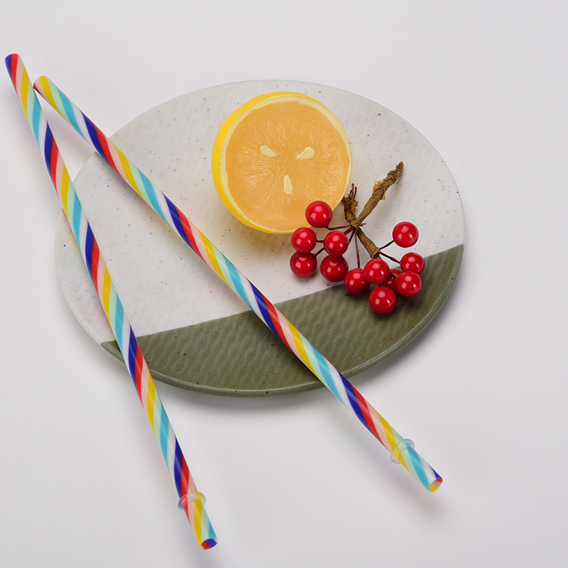 Fashion Creative Rainbow Striped Plastic Recycling Straw display picture 3
