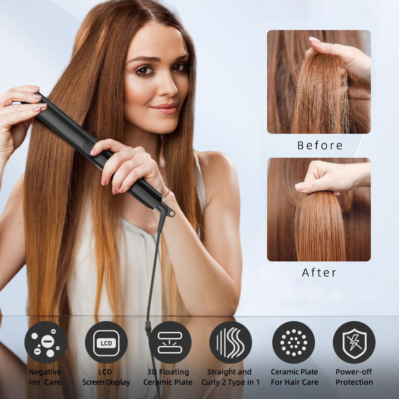 クロスボーダーヘアストレートナー、振動カーリングとストレート両用ヘアストレートナー、マイナスイオンヘアケア、ツーインワンヘアアイロン、ストレートヘアアイロン|undefined