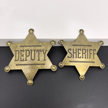 跨境热销牛仔帽六角星别针光面明星胸针美国州长荣誉帽徽章胸章勋