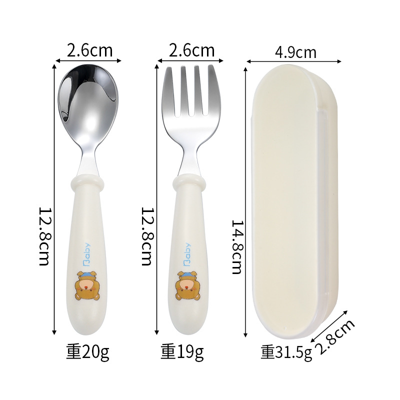 304 portátil de acero inoxidable cuchara para niños Tenedor vajilla bebé comiendo cuchara Tenedor traje madre bebé regalo personalización