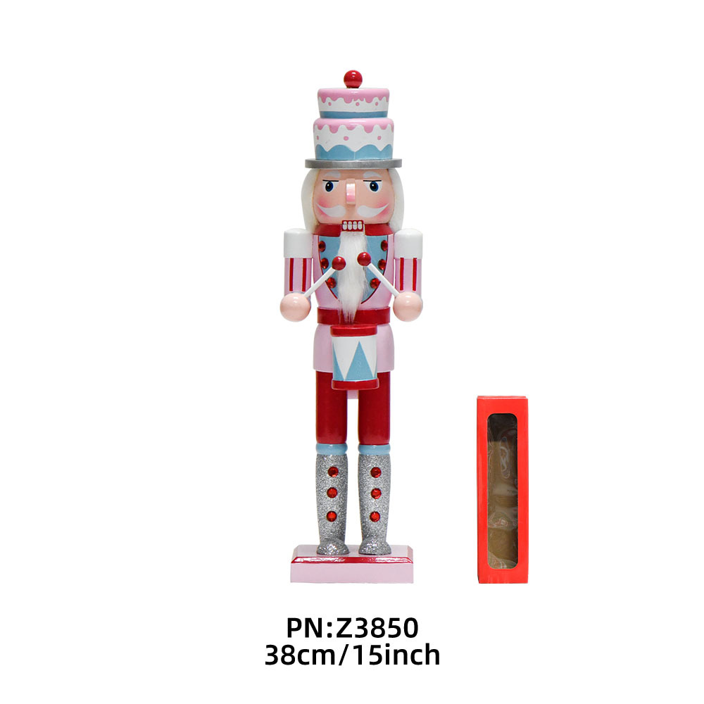 24 nuevo estilo 38CM Macarons color pastel cabeza Cascanueces decoración de madera maciza regalos artesanías adornos navideños