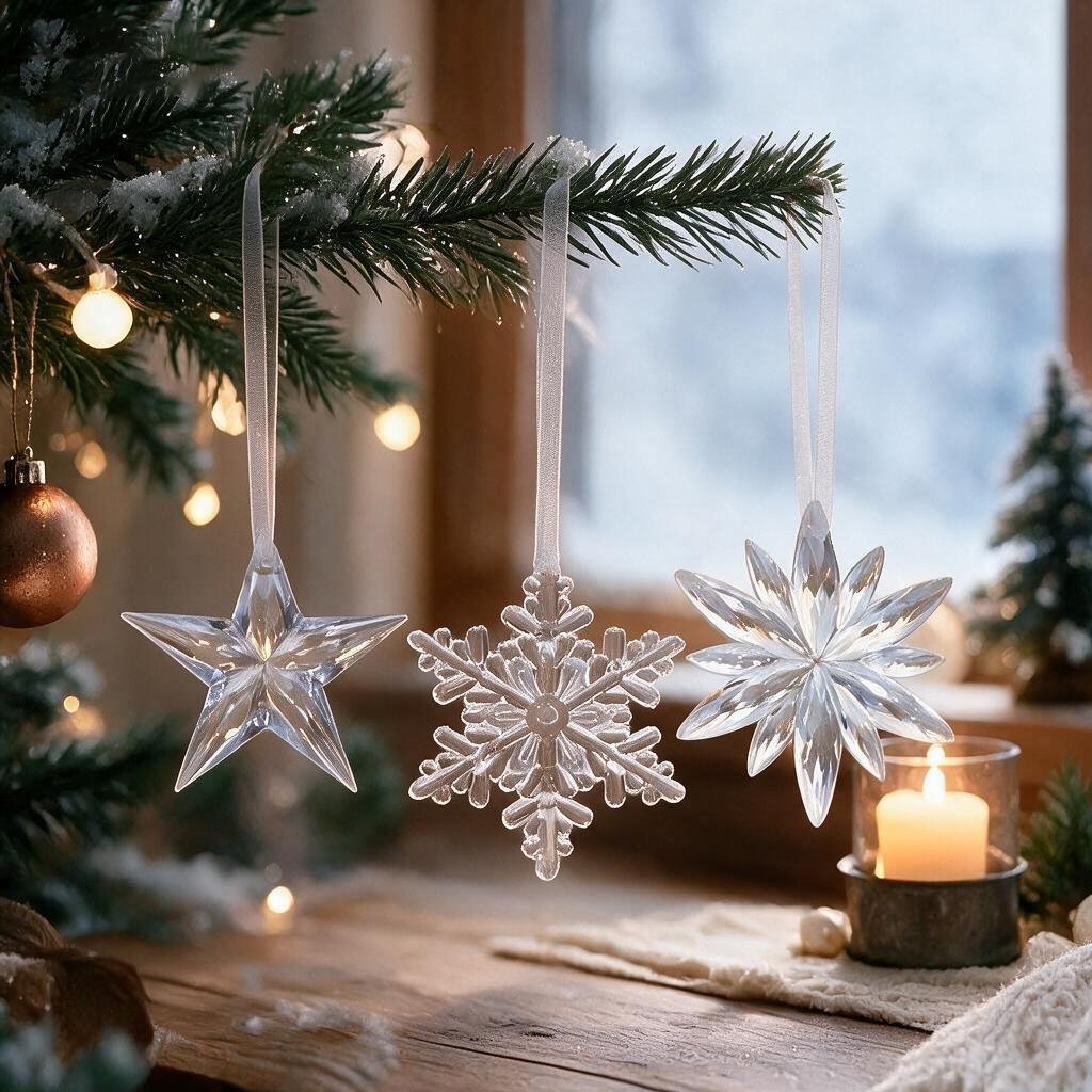 Acrylic Snowflake Pendant Pendant Transparent Crystal Christmas Tree...