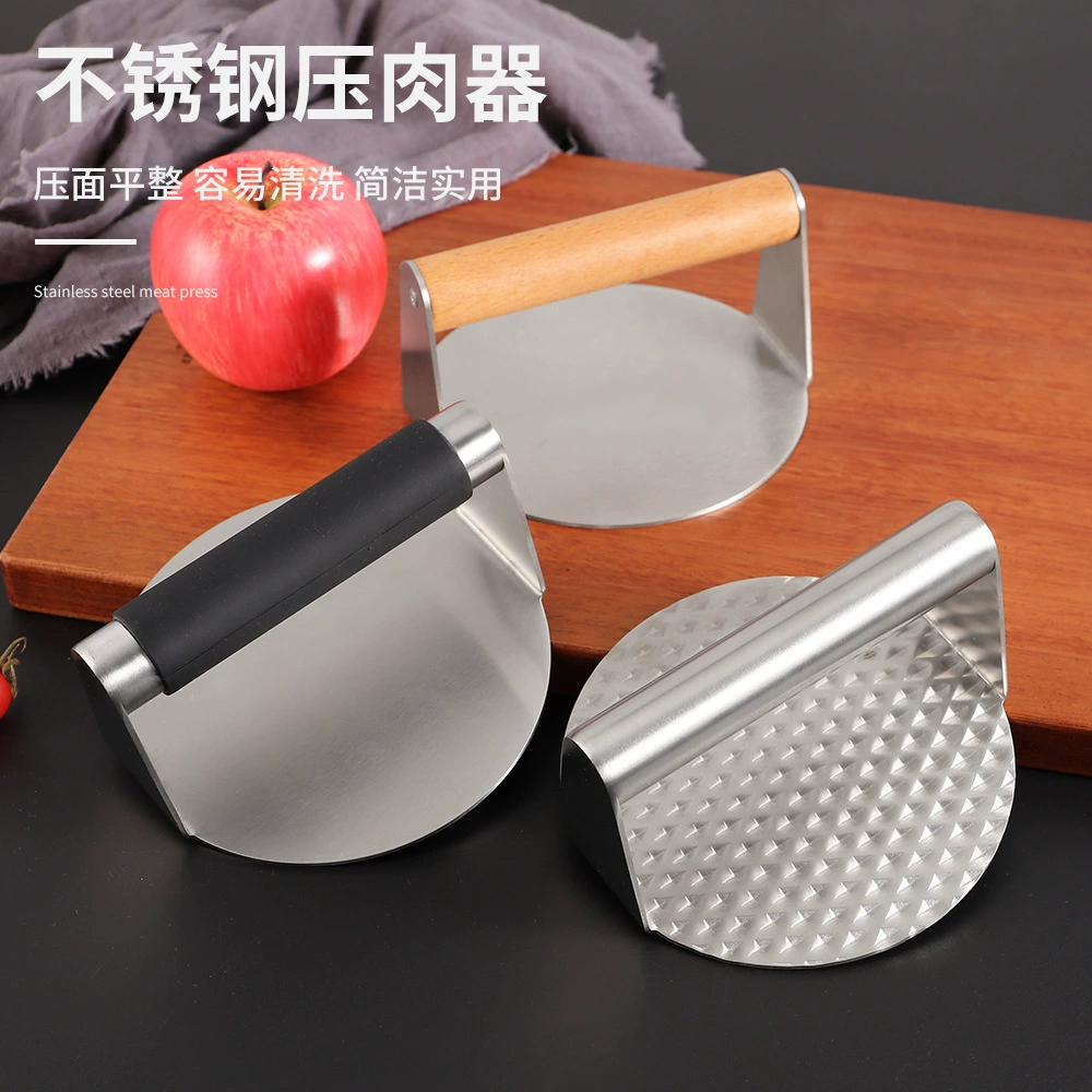 304 из нержавеющей стали для прессования мяса деревянная ручка для прессования мяса гамбургер для домашнего обихода